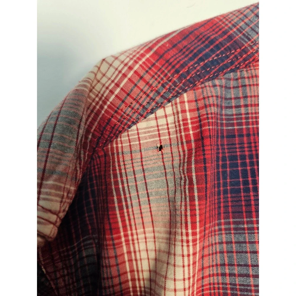 [Rugged] C.E. Schmidt Plaid Workwear  Lot Mens XLT Red Blue Short Sleeve 2pk
